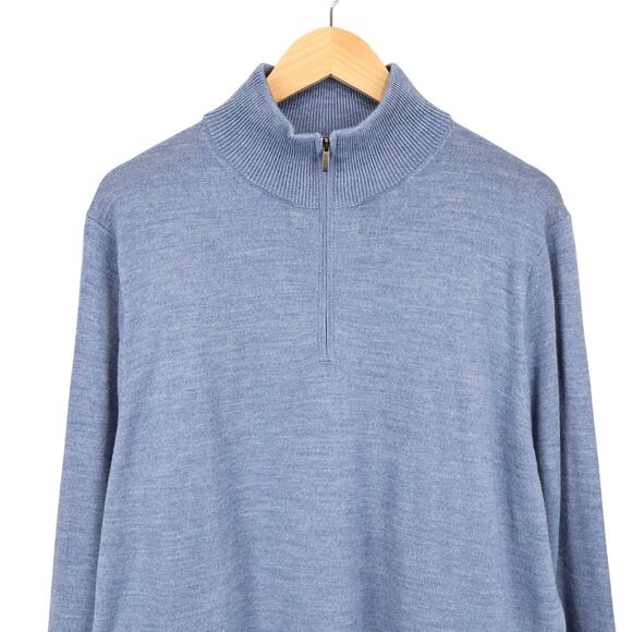 NWT J.Crew Factory Men's Merino-Wool Blend Half-Zip Sweater Light Blue Large - Picture 3 of 8